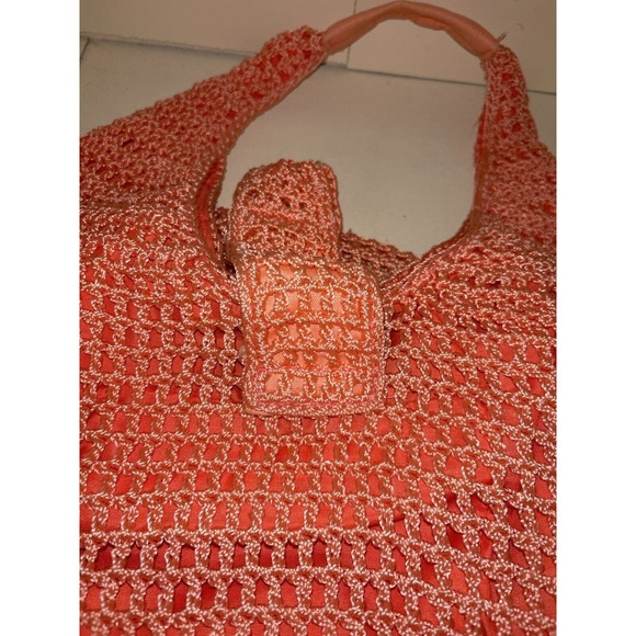 Peach Macramé BOHO Bag With Snap Flap Closure - Picture 5 of 13